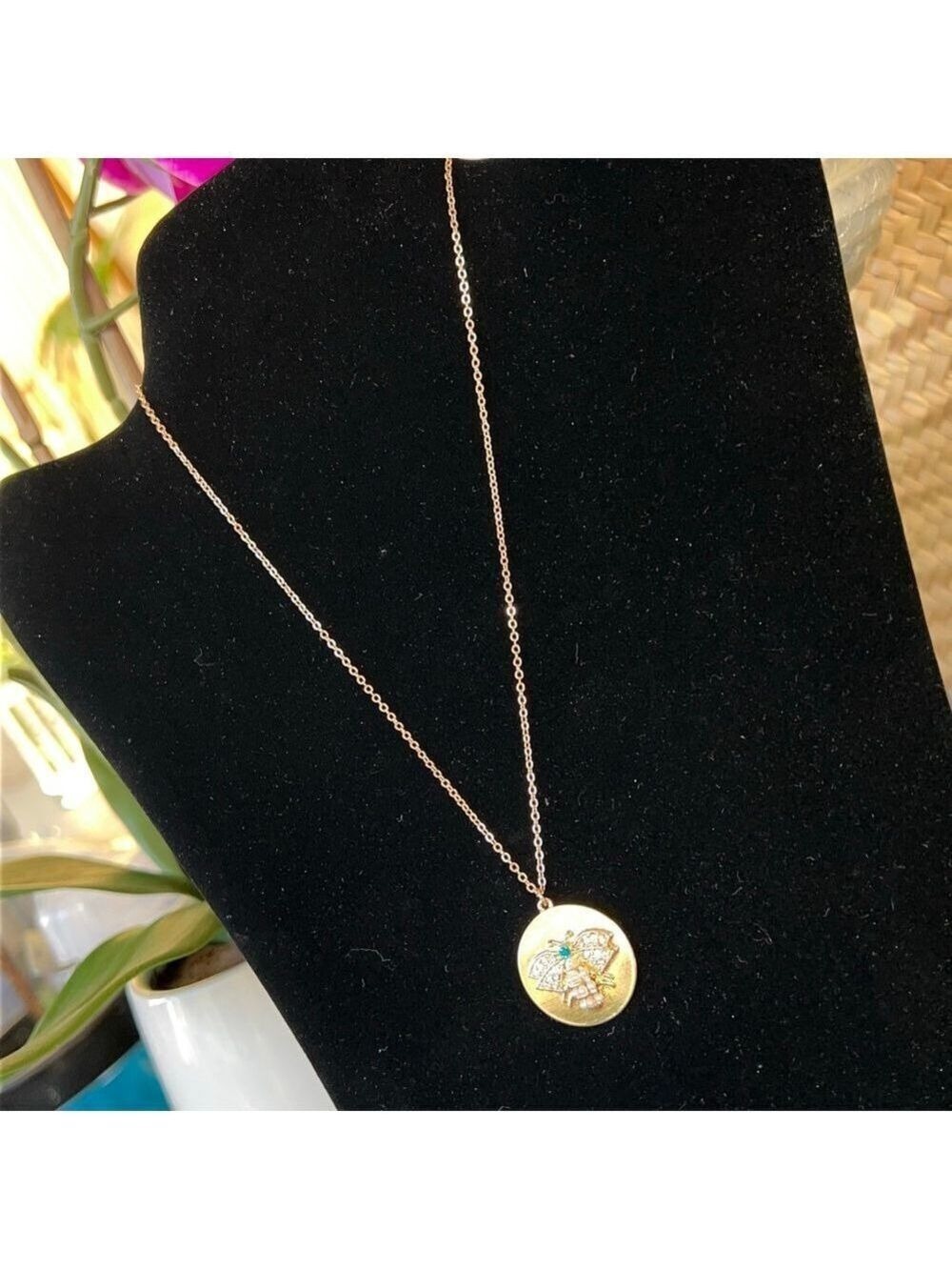 Gennaro Gold Clear Crystal Bee Pendant Statement Necklace